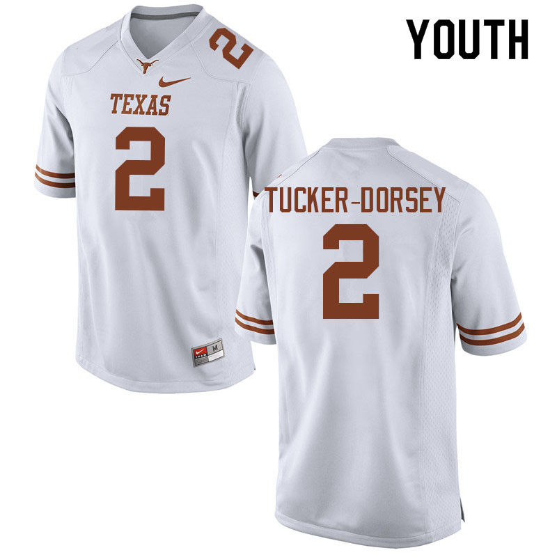 Youth #2 Diamonte Tucker-Dorsey Texas Longhorns College Football Jerseys Sale-White